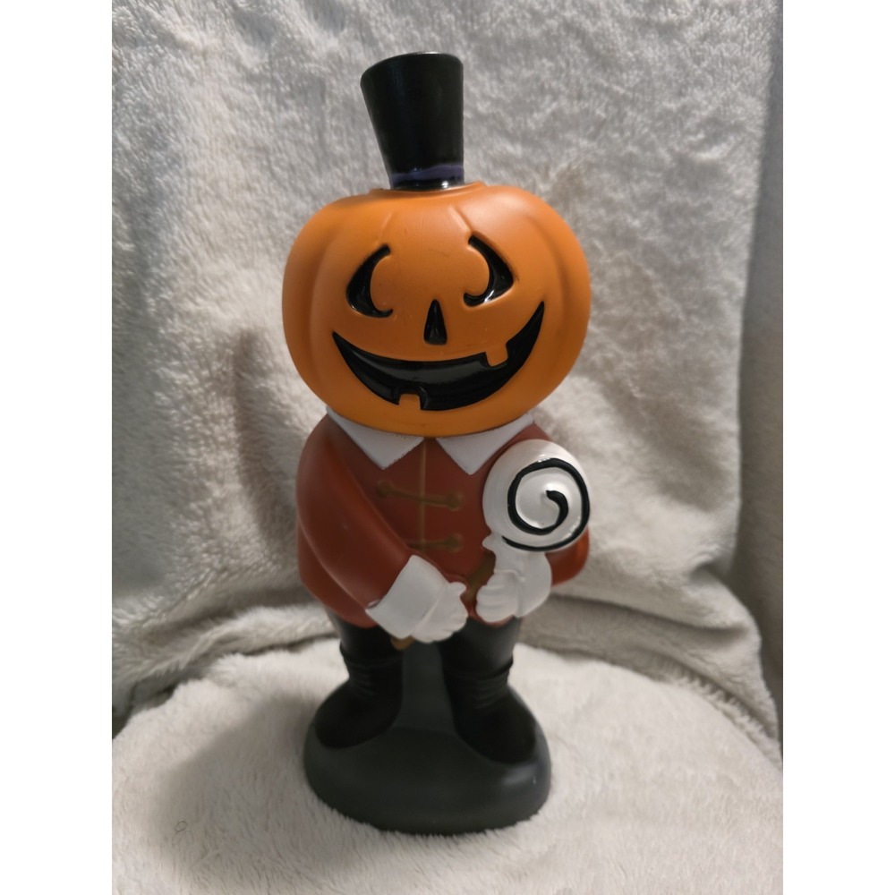 Vtg Halloween Pumpkin Man Light-Up‎ Deco Top Hat & Lollipop 12" Jack-O-Lantern - Picture 10 of 15
